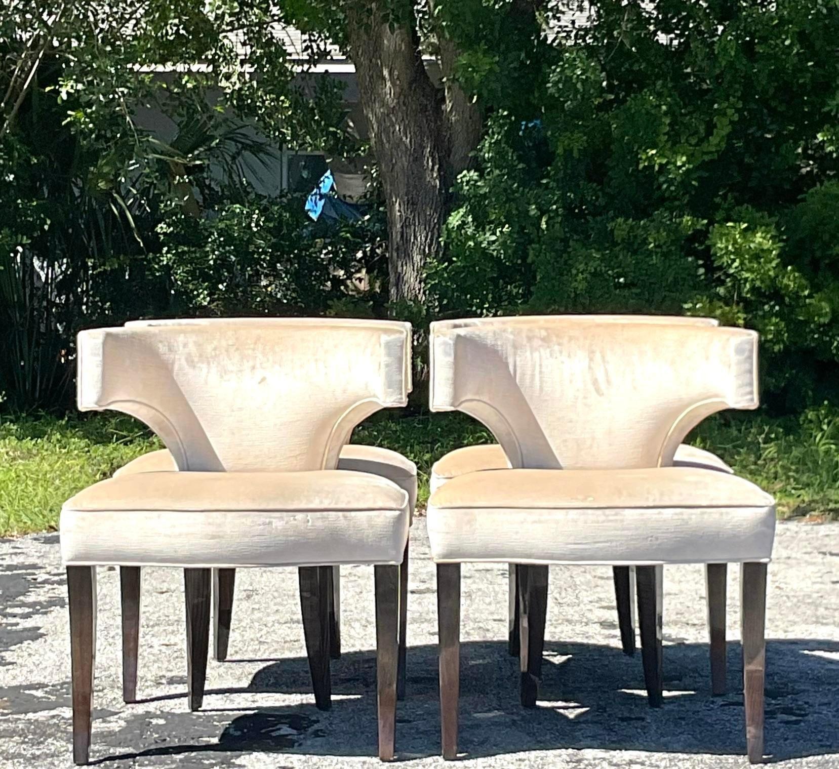 Metal Vintage Contemporary Klismos Style Nailhead Dining Chairs - Set of 4
