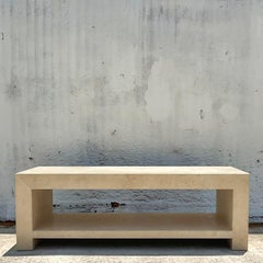 Vintage Contemporary Kreiss Caravelle Travertine Two Tier Cocktail Table