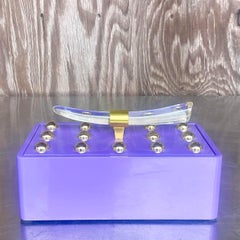 Vintage Contemporary Lacquered Box With Lucite Horn Handle