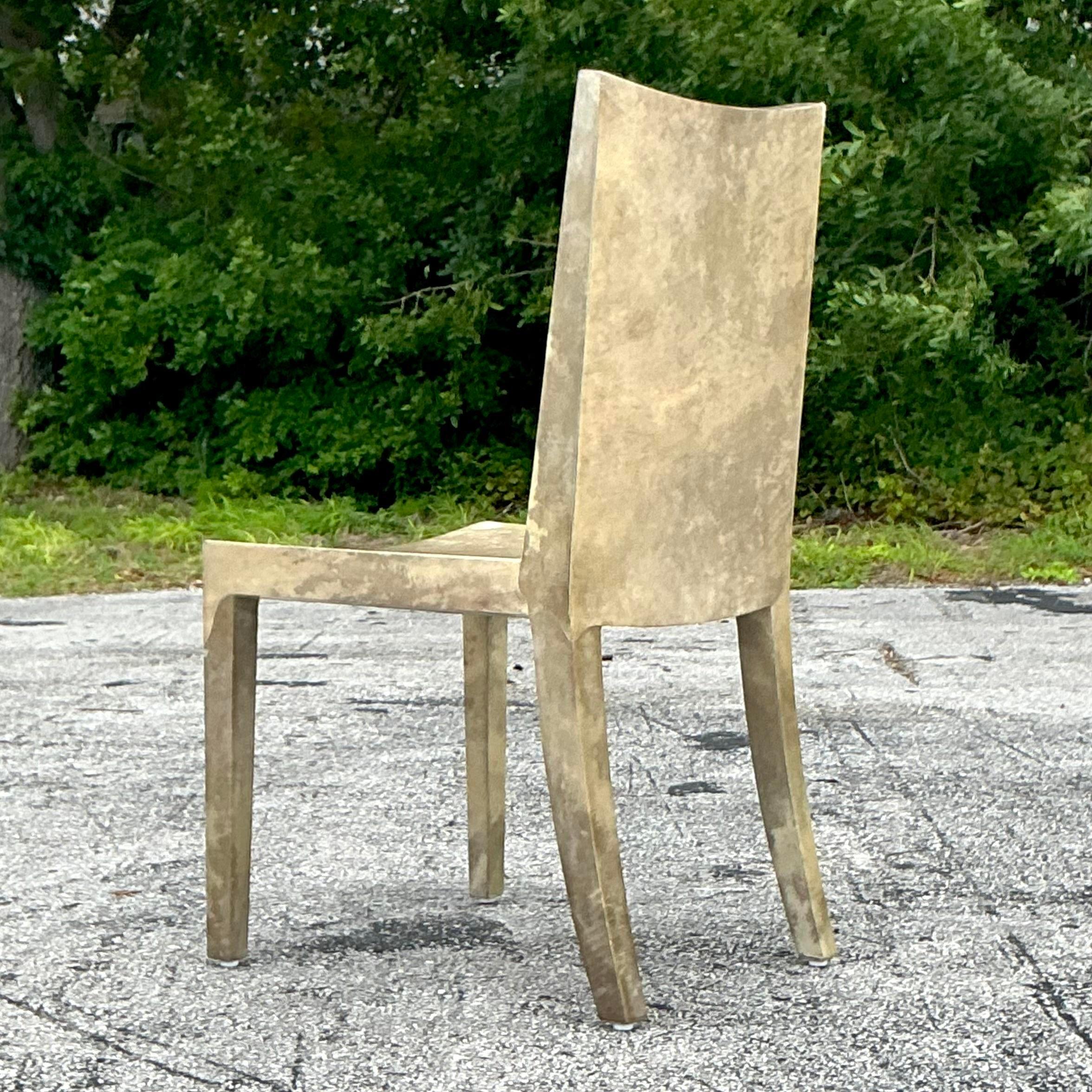 Nord-américain Chaise jmf vintage contemporaine en peau de chèvre laquée d'après Karl Springer en vente