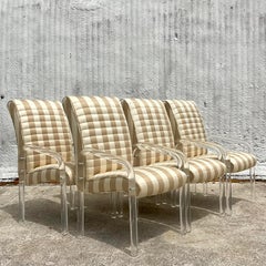 Vintage Contemporary Lion in Frost Lucite Dining Chairs, Set of Six