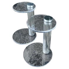 Vintage Contemporary Lucite and Chrome Side Tables - a Pair