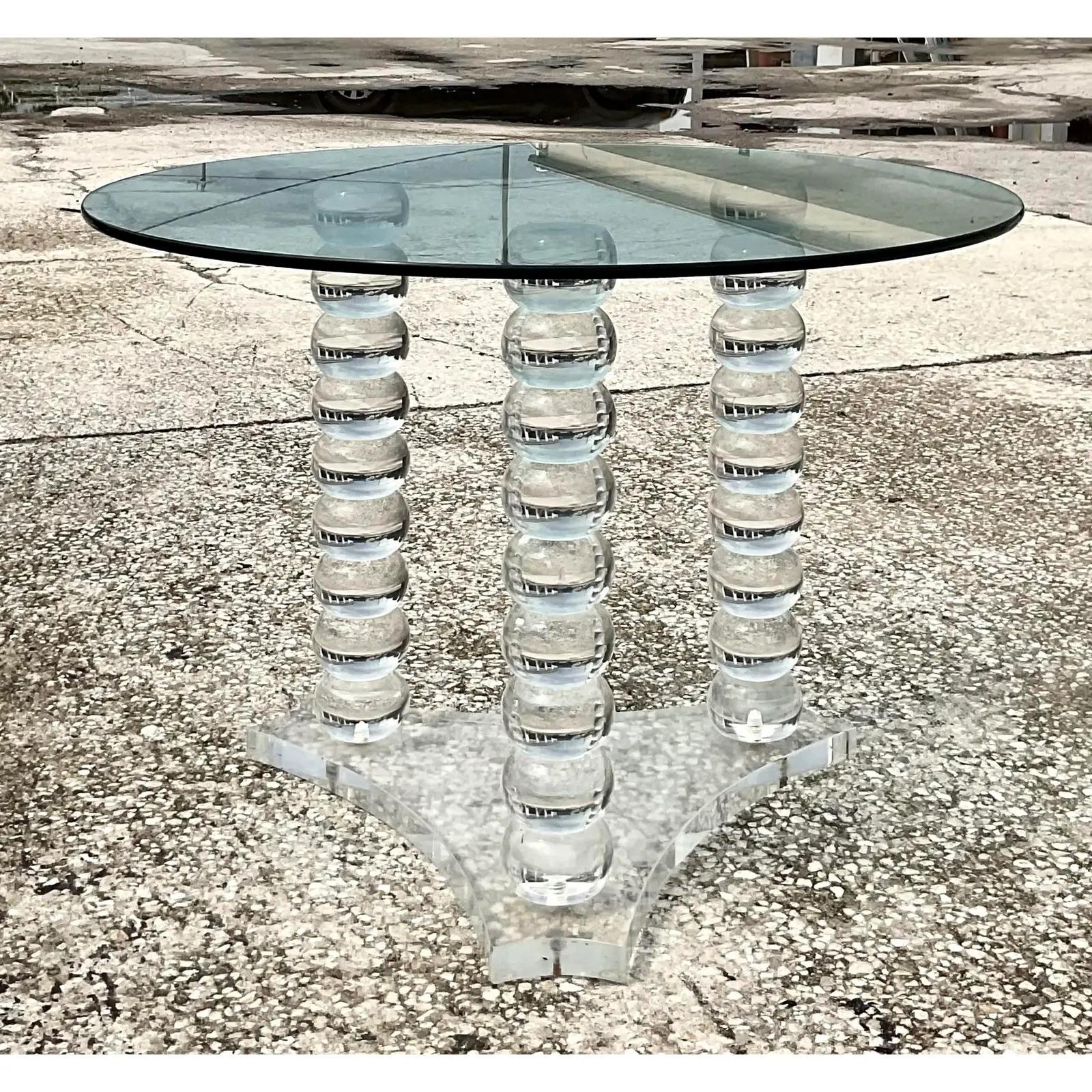 Vintage Contemporary Lucite Ball Bearing Pedestal Table 4