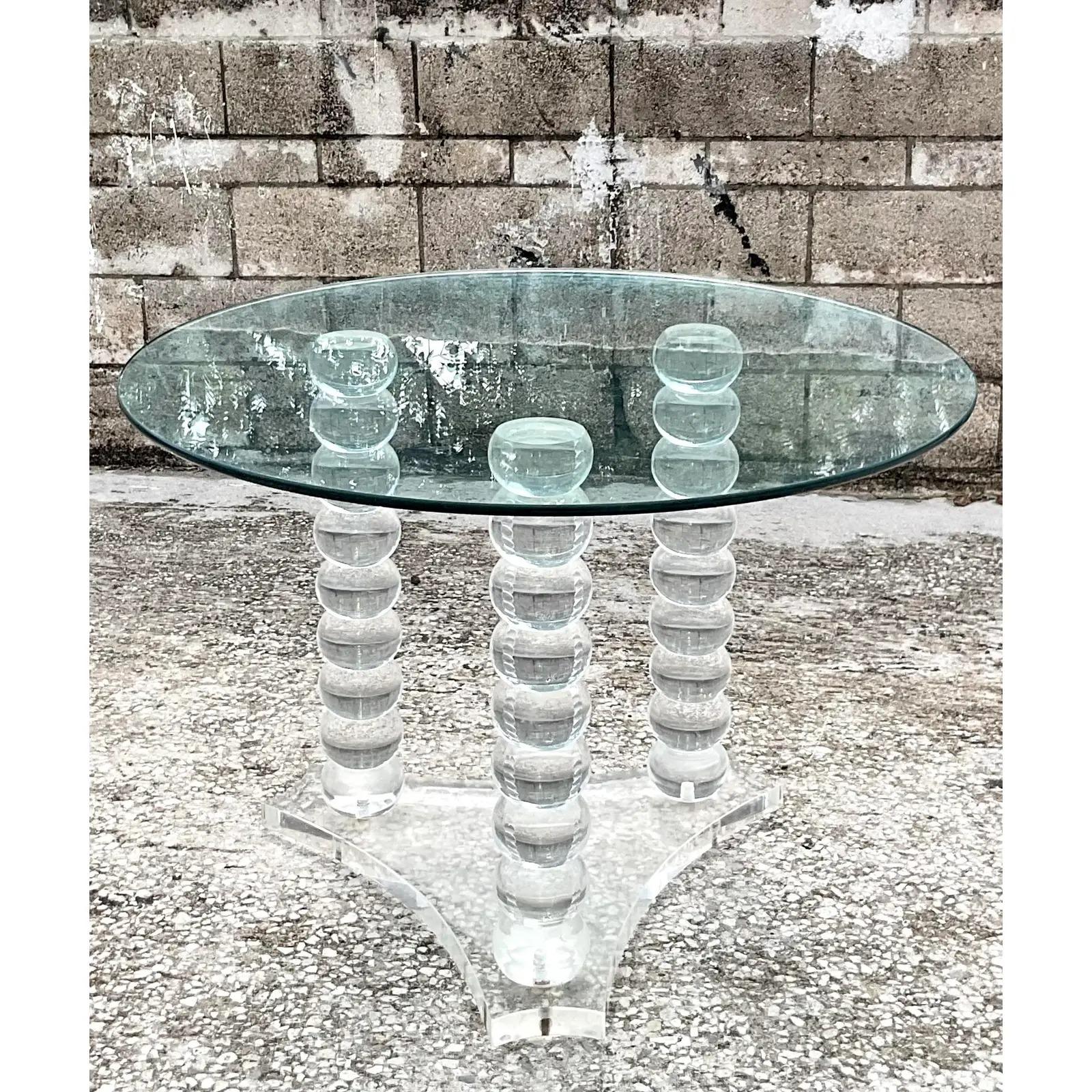 20th Century Vintage Contemporary Lucite Ball Bearing Pedestal Table