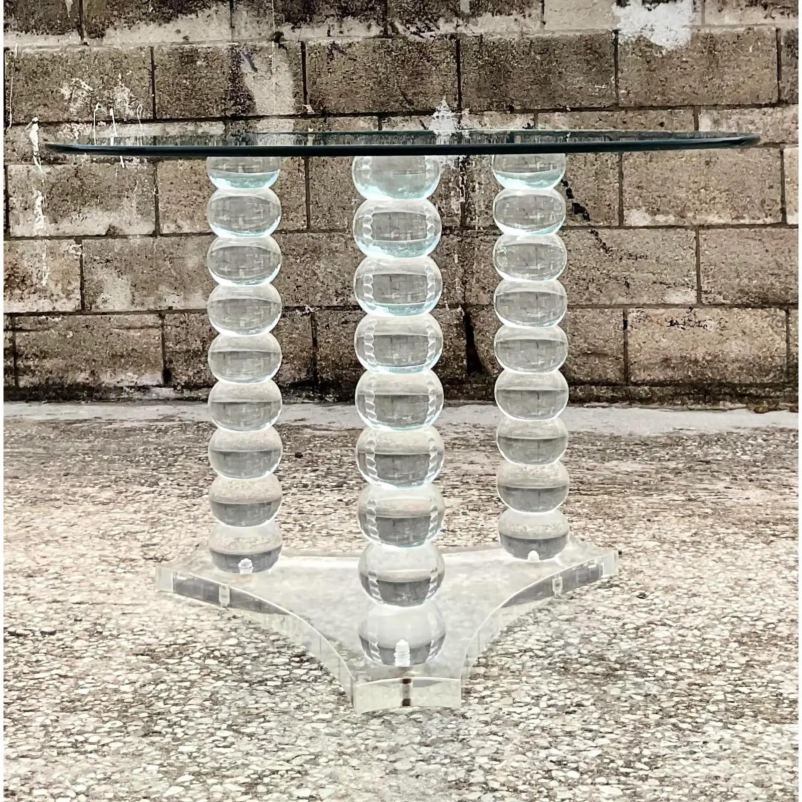 Glass Vintage Contemporary Lucite Ball Bearing Pedestal Table