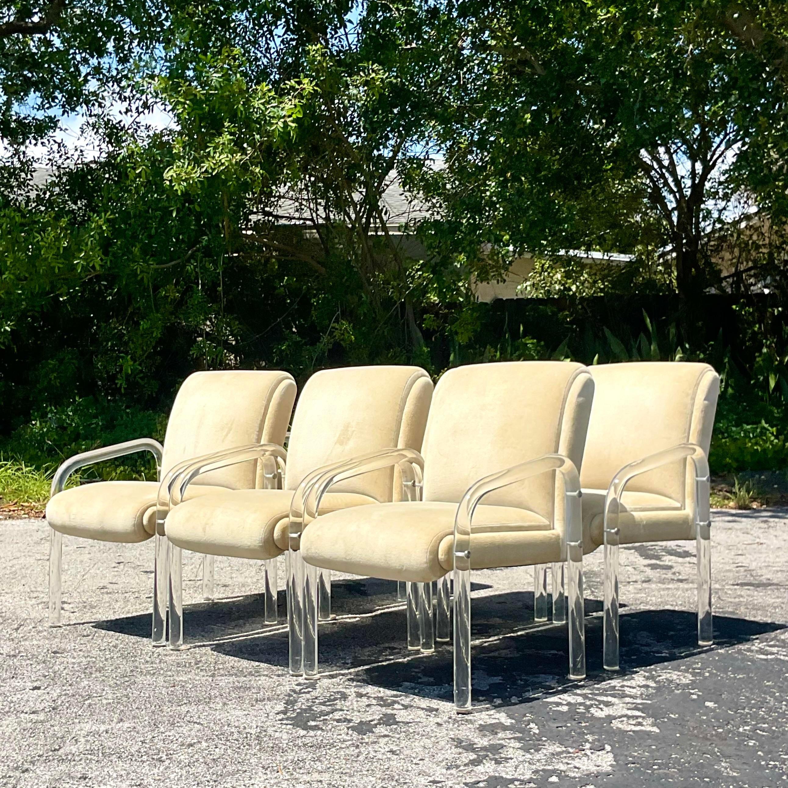 Vintage Contemporary Lucite Dining Chairs After Pace - Set of 6 1