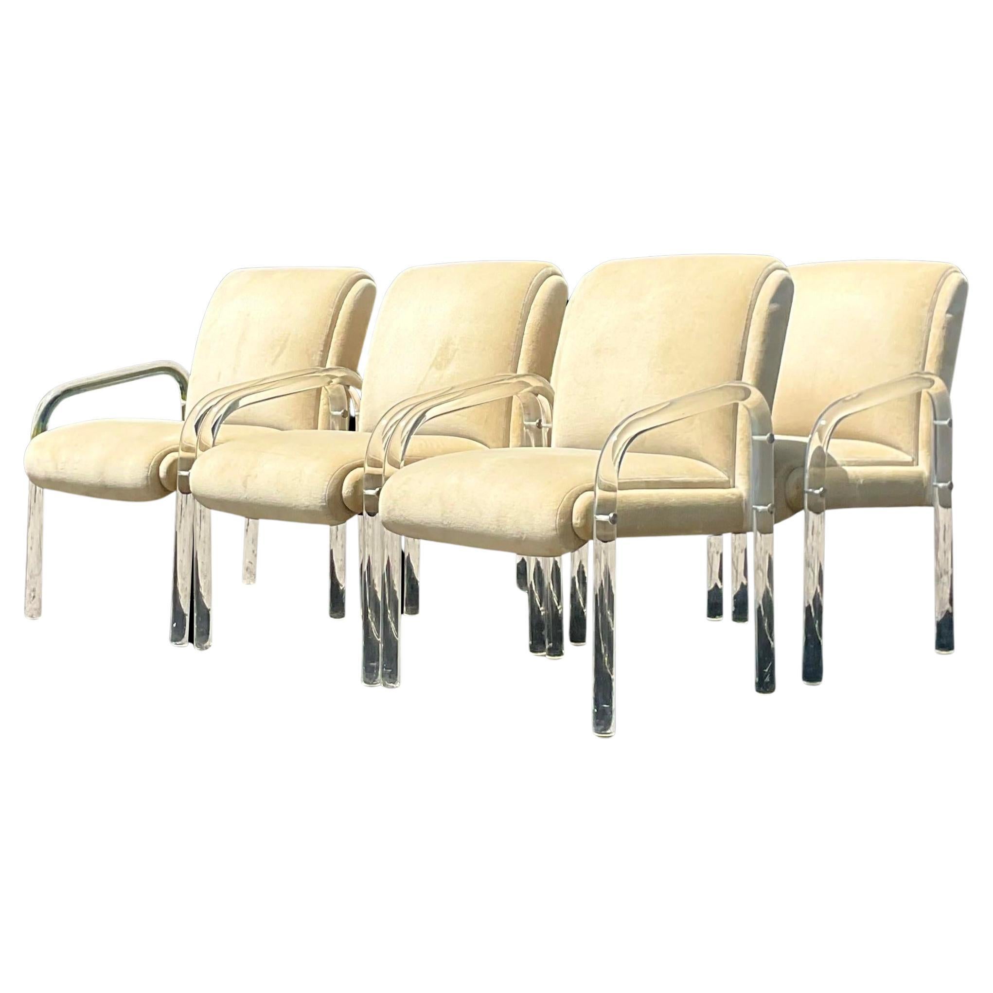 Vintage Contemporary Lucite Dining Chairs After Pace - Set of 6