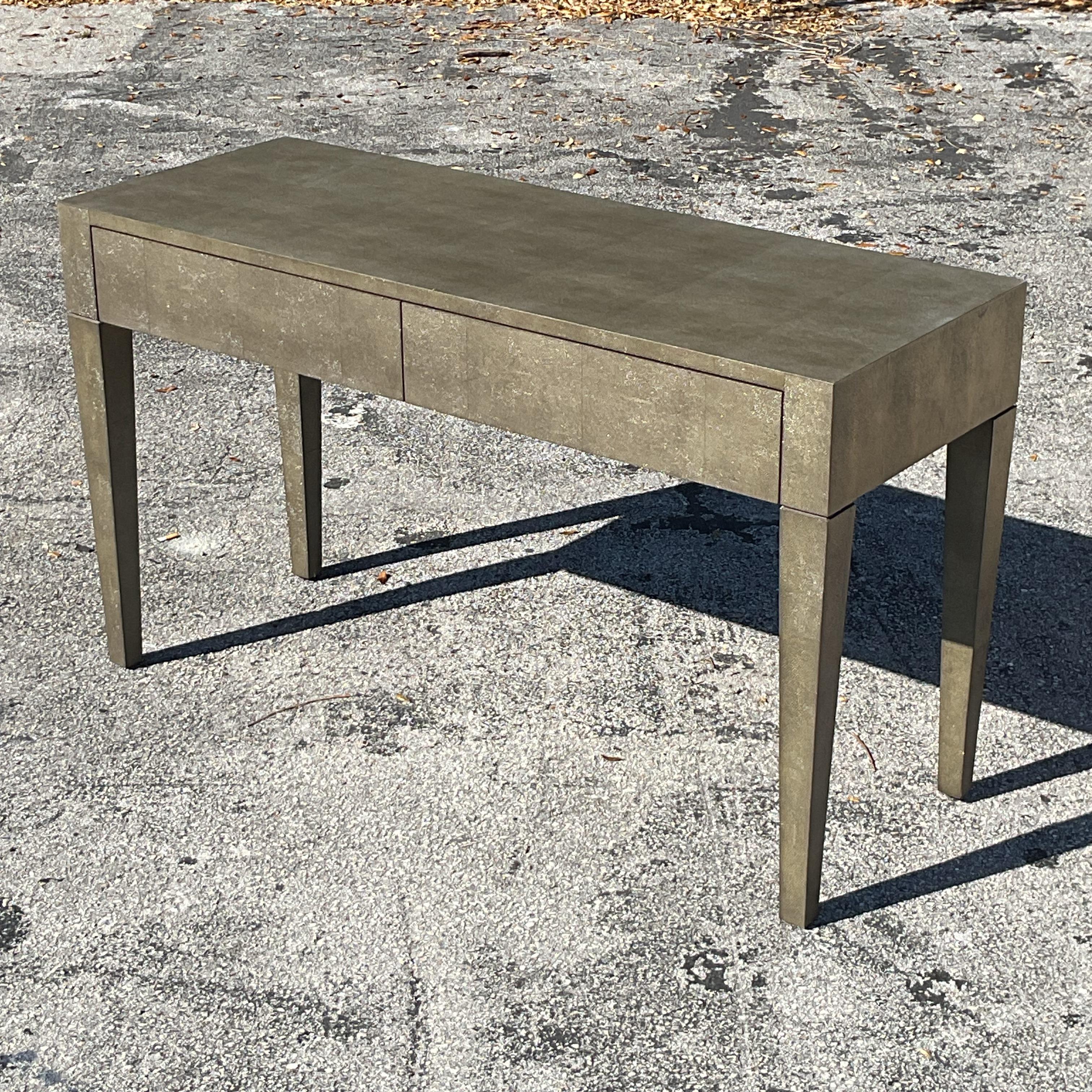 American Vintage Contemporary Made Goods Faux Shagreen Writing Desk For Sale