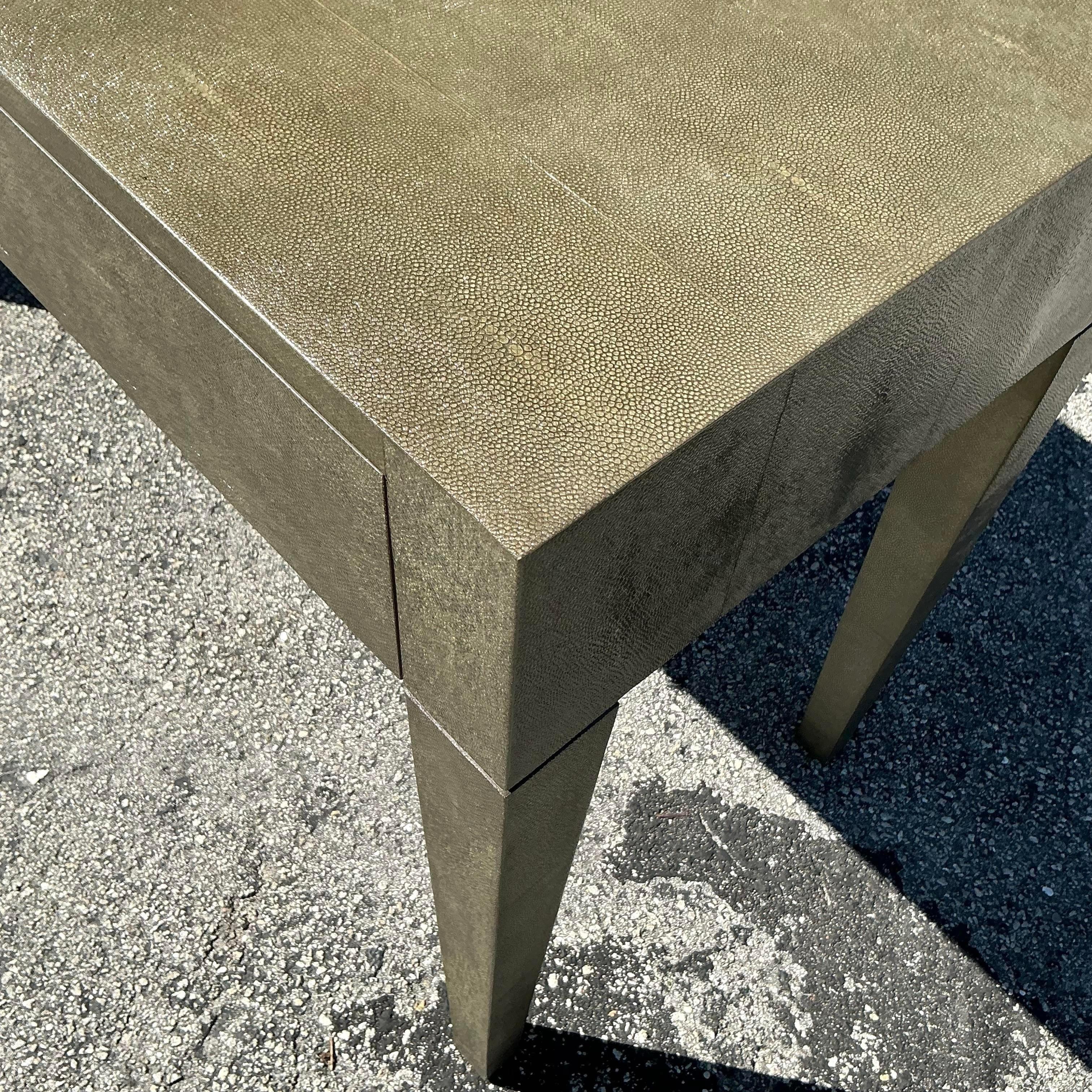 Vintage Contemporary Made Goods Faux Shagreen Writing Desk For Sale 3