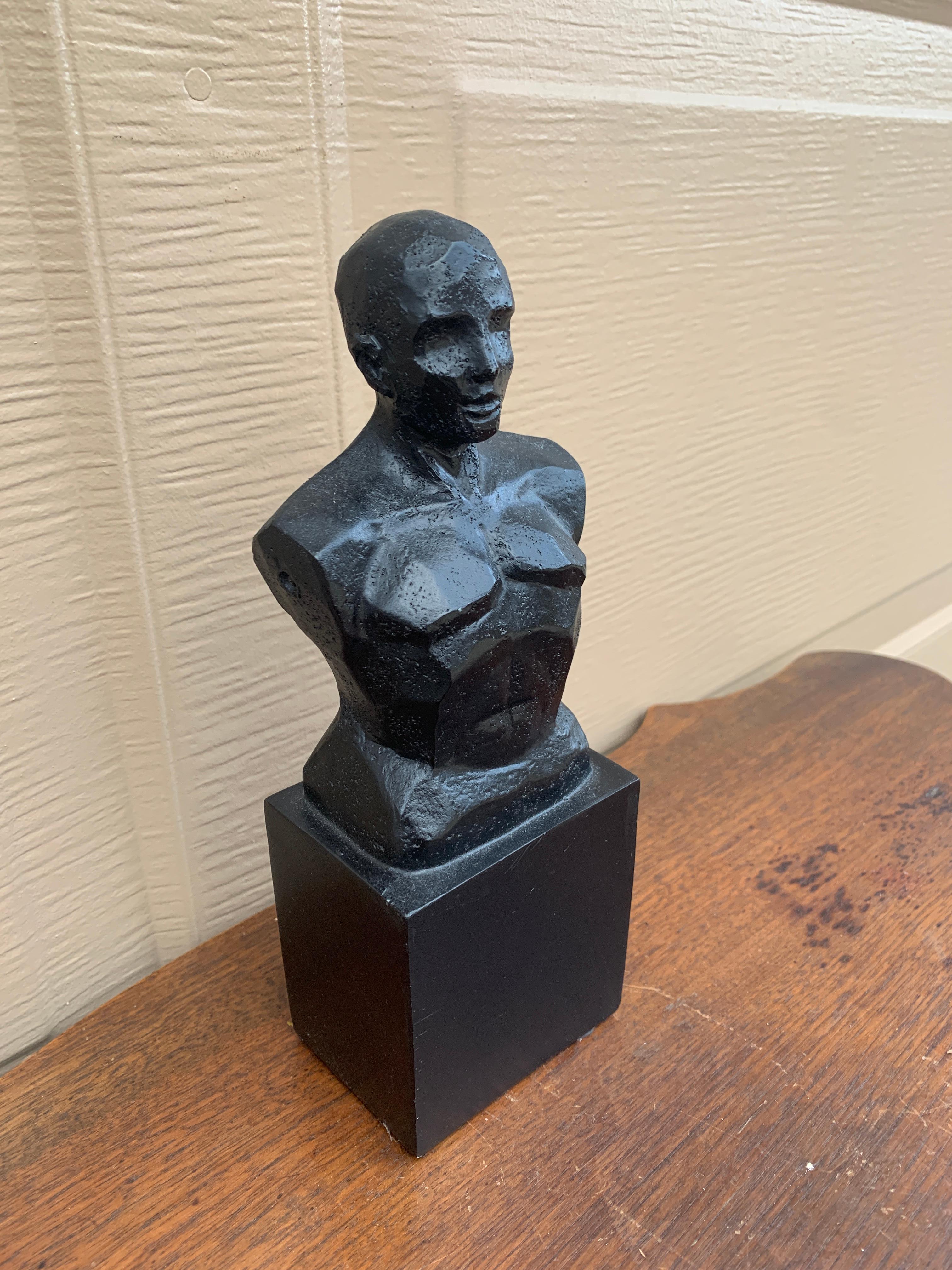 American Vintage Contemporary Male Bust Sculpture For Sale