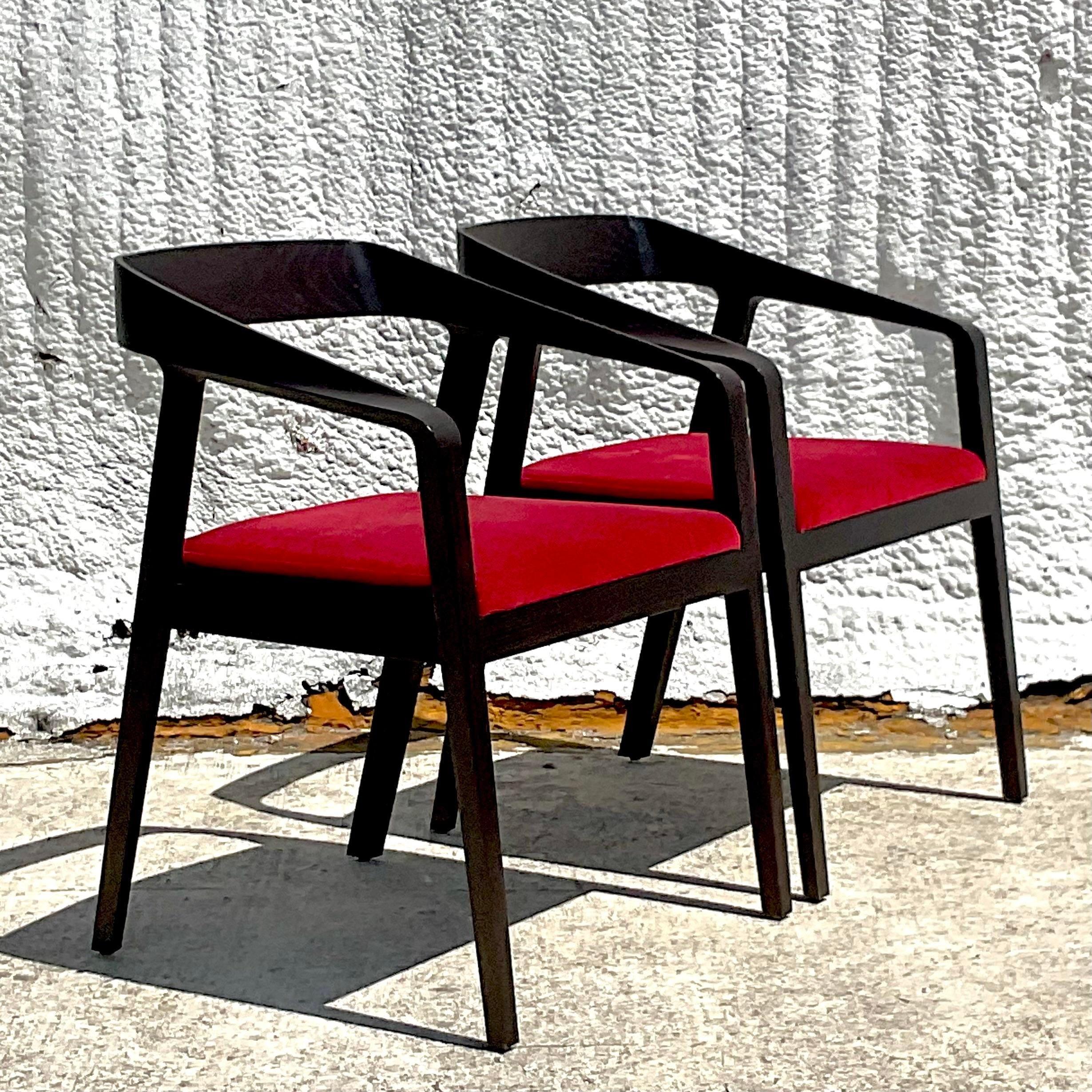 Bois Paire de chaises vintage contemporaines Mark Goetz pleine torsion en vente