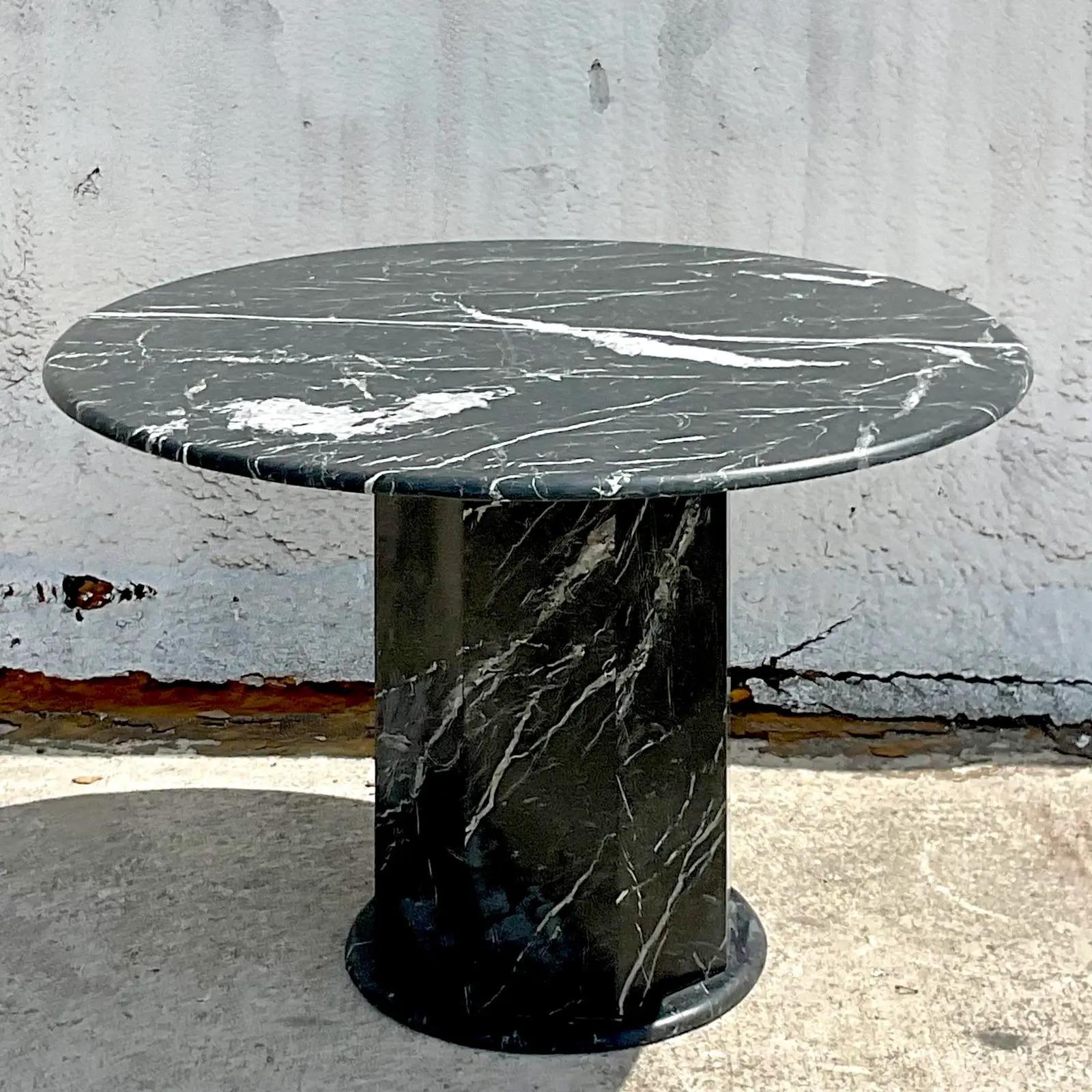 Vintage Contemporary Marquina Stone Pedestal Table 1