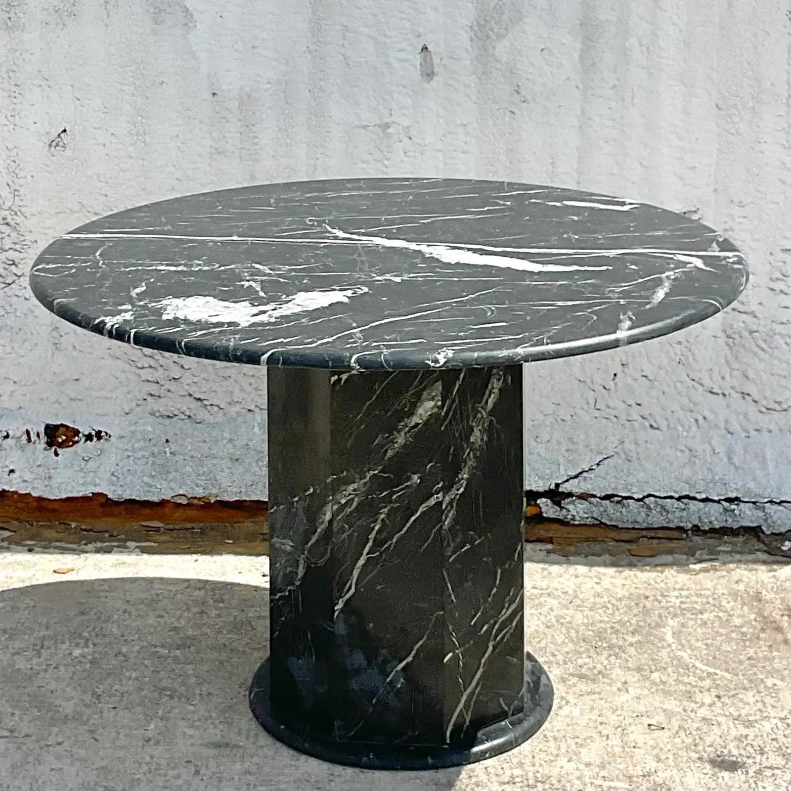 Vintage Contemporary Marquina Stone Pedestal Table 2