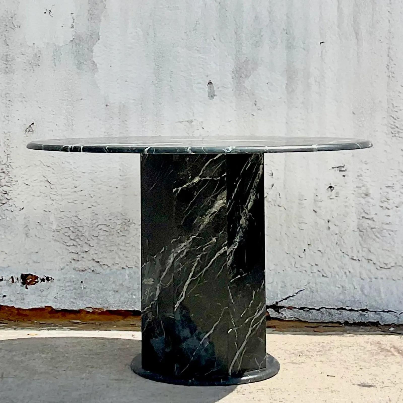 Vintage Contemporary Marquina Stone Pedestal Table 3