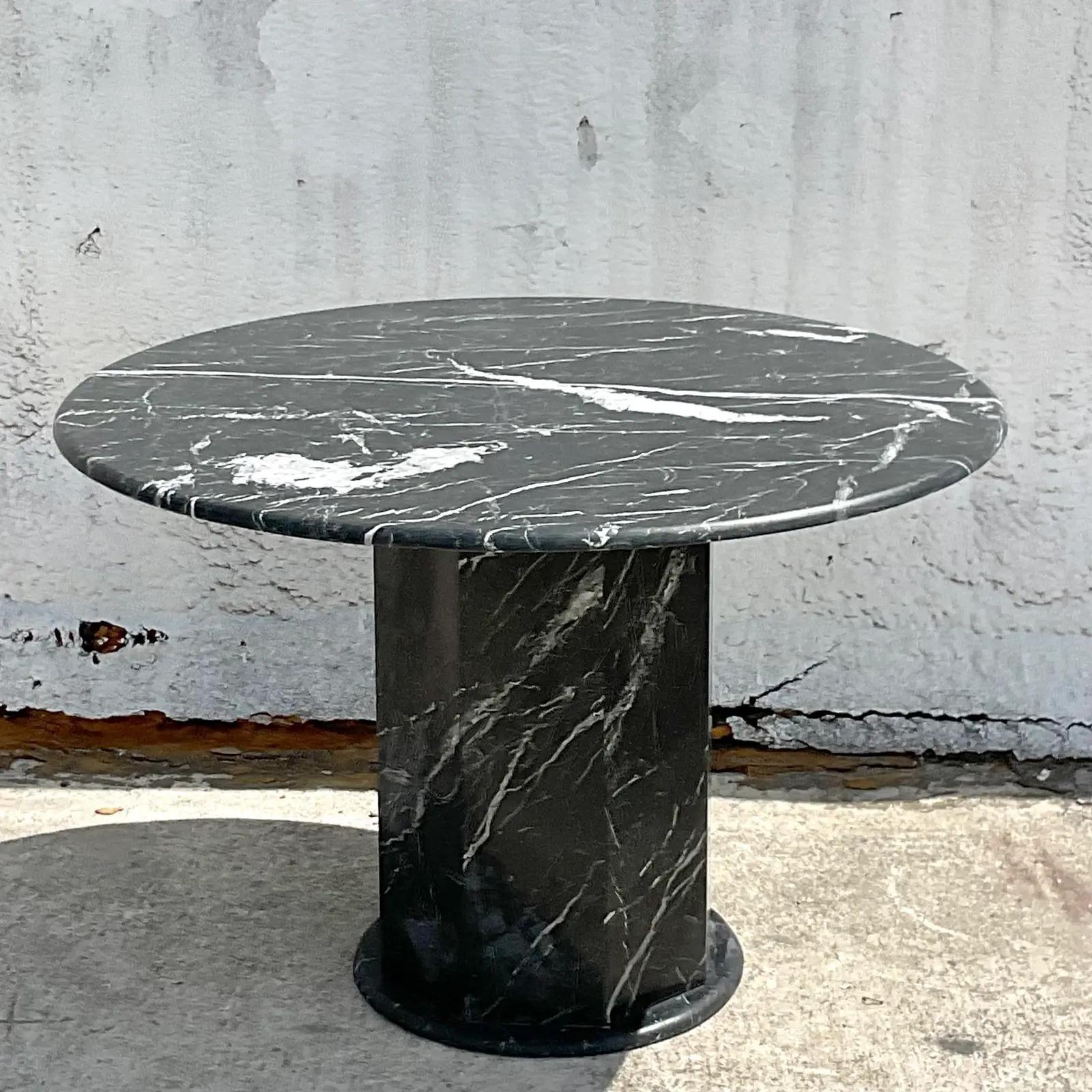 Vintage Contemporary Marquina Stone Pedestal Table 4