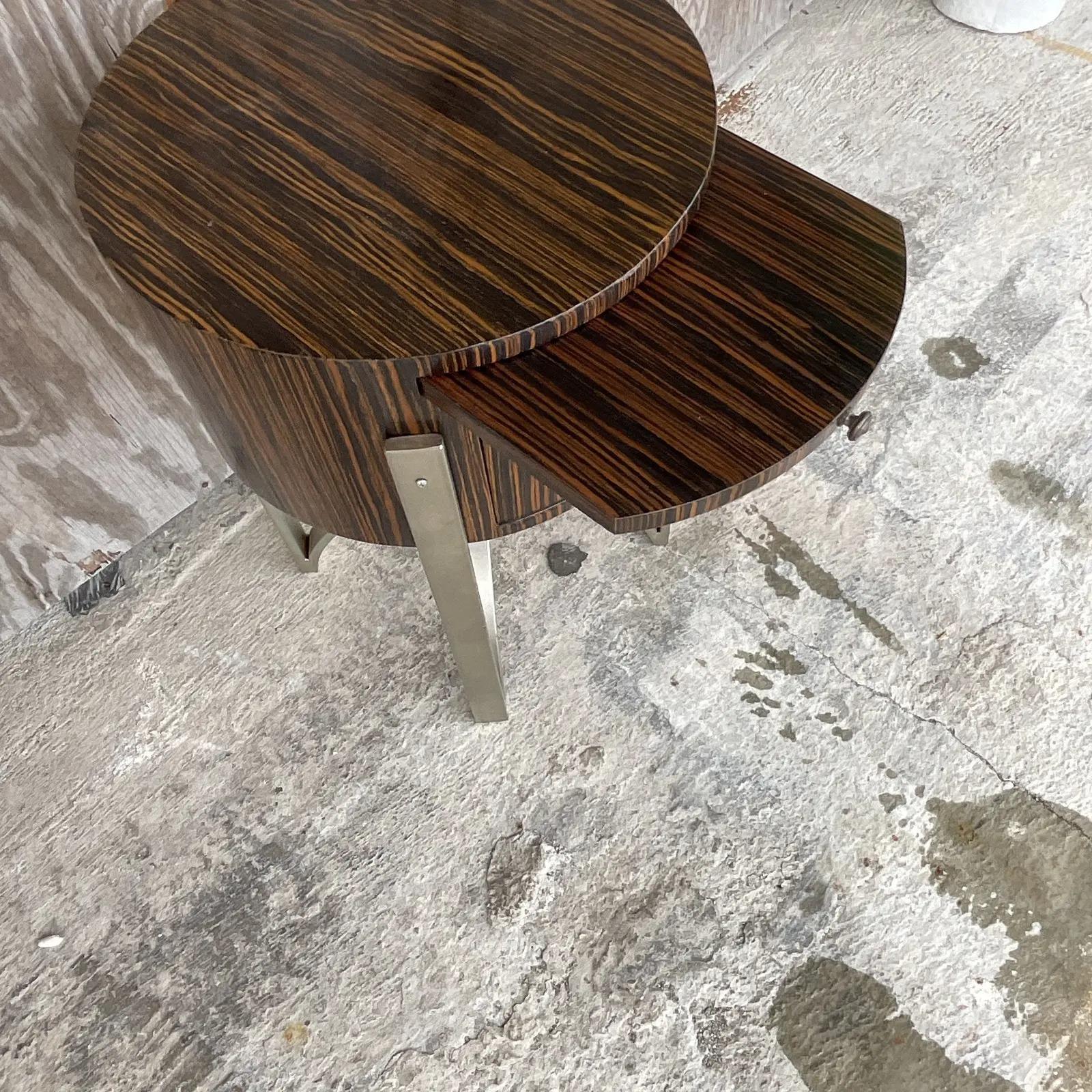 Vintage Contemporary Michael Berman Zebra Wood Side Table For Sale 3