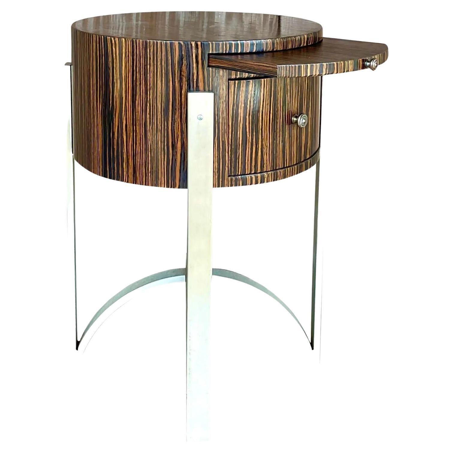 Vintage Contemporary Michael Berman Zebra Wood Side Table For Sale