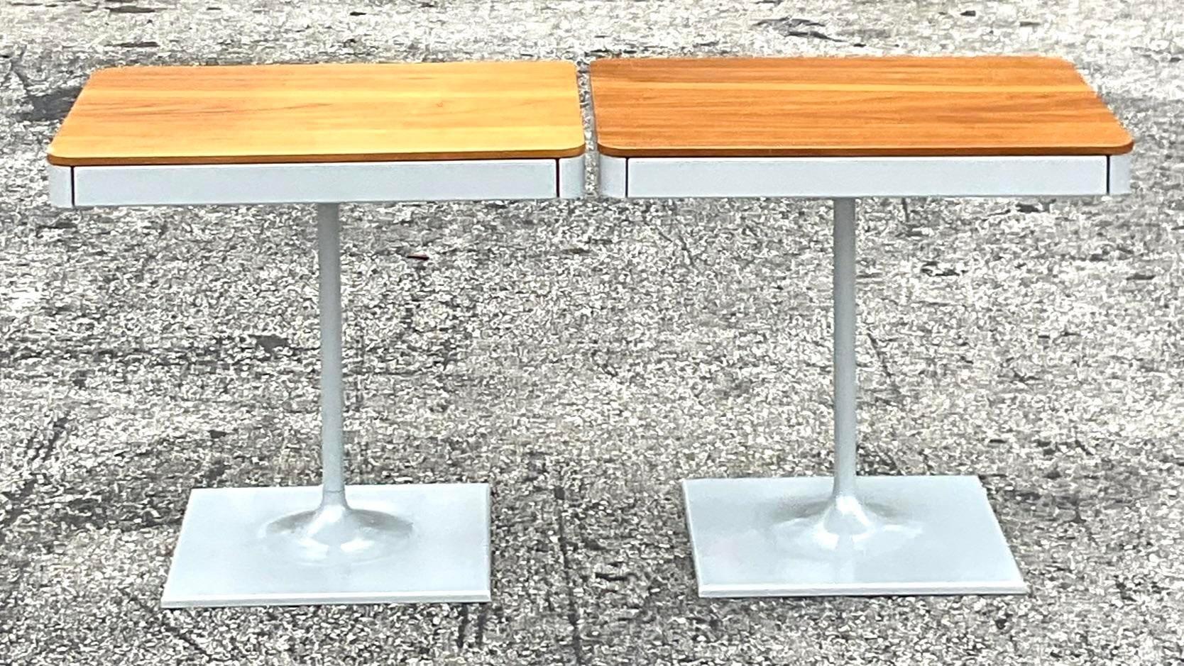 American Vintage Contemporary Min Pedestal Nightstands - a Pair For Sale