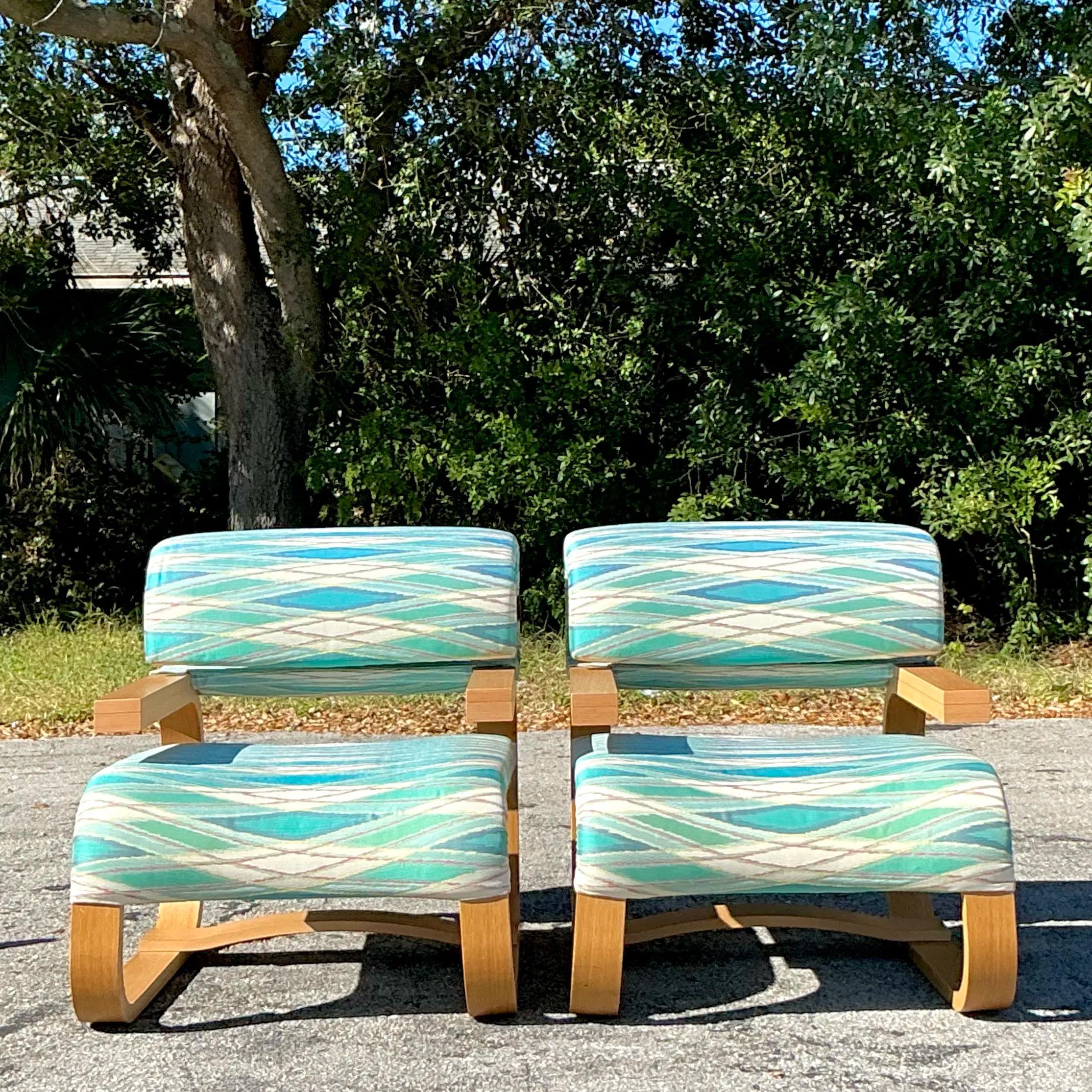 Vintage Contemporary Missoni Home “Daniela” Arm Chair - a Pair In Good Condition For Sale In west palm beach, FL