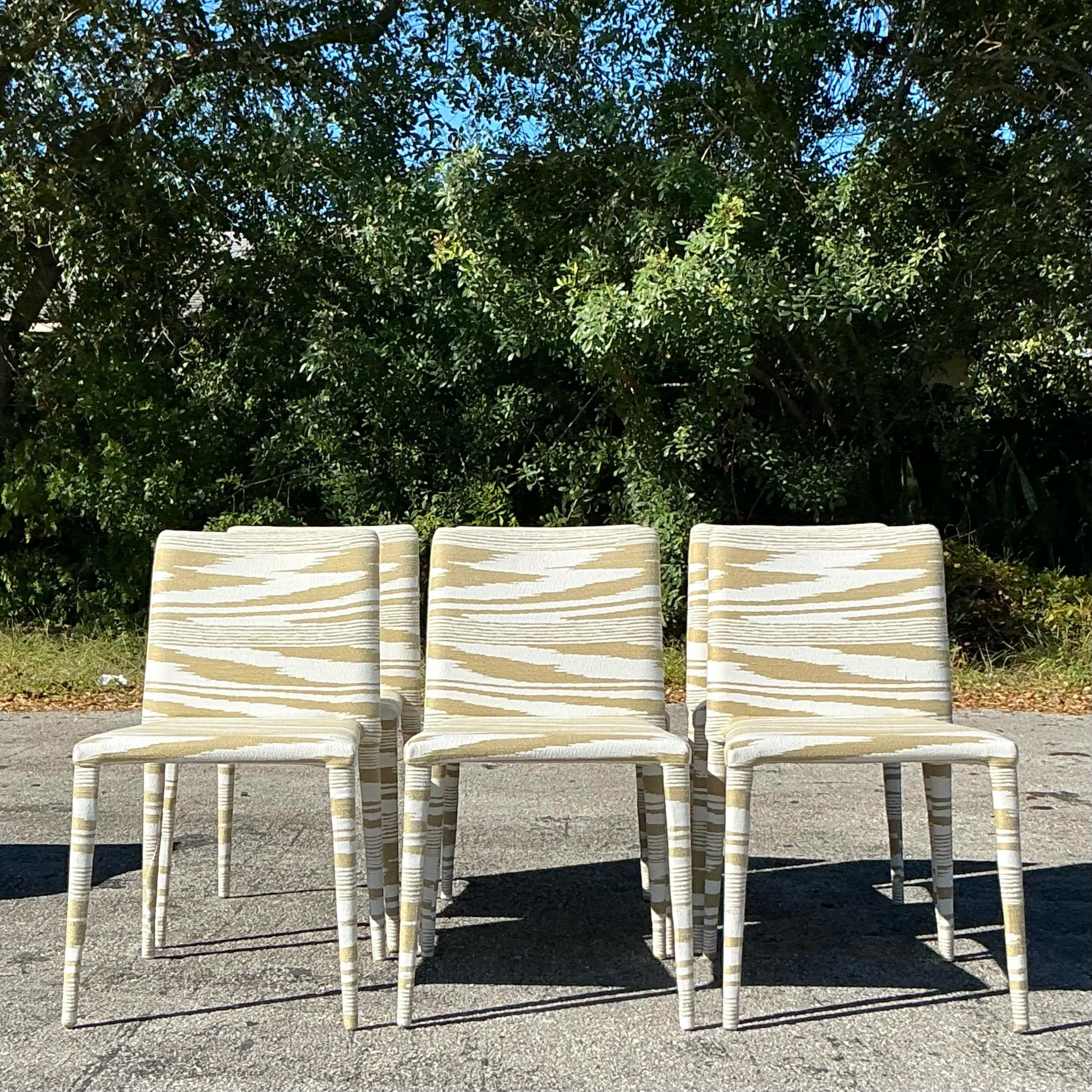 Metal Vintage Contemporary Missoni “Miss Atacama” Dining Chairs - Set of 6 For Sale
