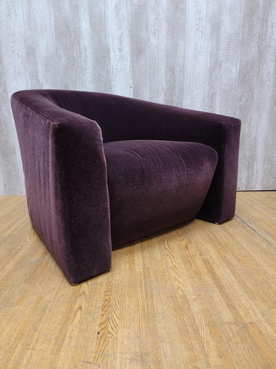 Silla de salón con brazos curvados estilo Donghia, vintage, contemporánea y moderna, de mohair Moderno en venta