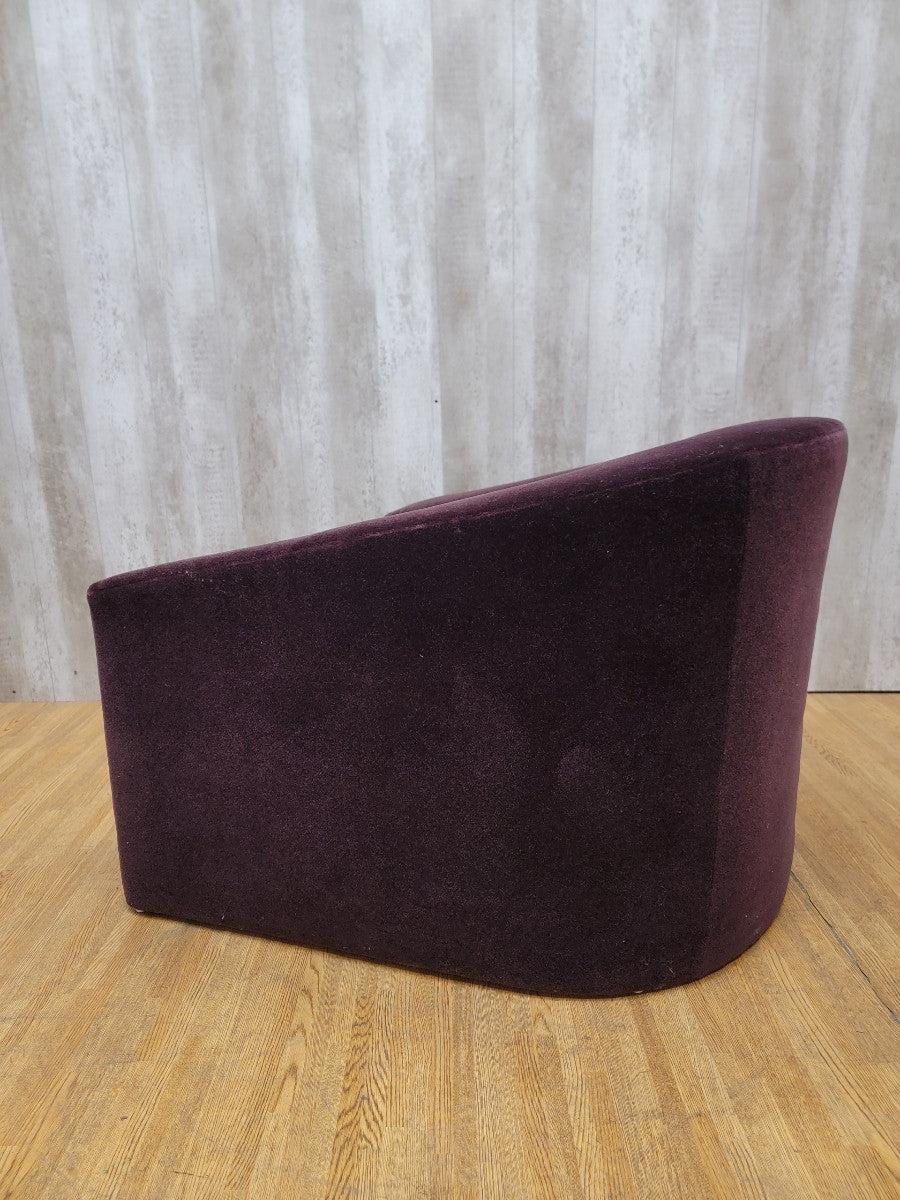 Silla de salón con brazos curvados estilo Donghia, vintage, contemporánea y moderna, de mohair Estadounidense en venta