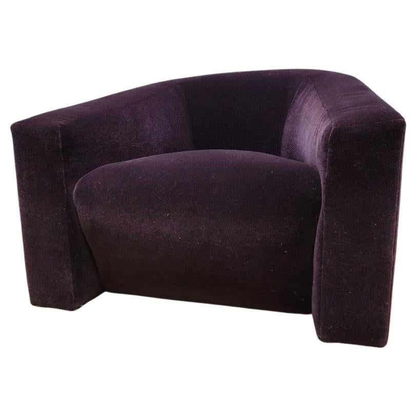 Vintage Contemporary Modern Donghia Style Curved Arm Lounge Chair in Mohair