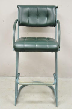 Vintage Contemporary Modern Green Metal Sculptural Space Age Bar Stools - 4 Pcs