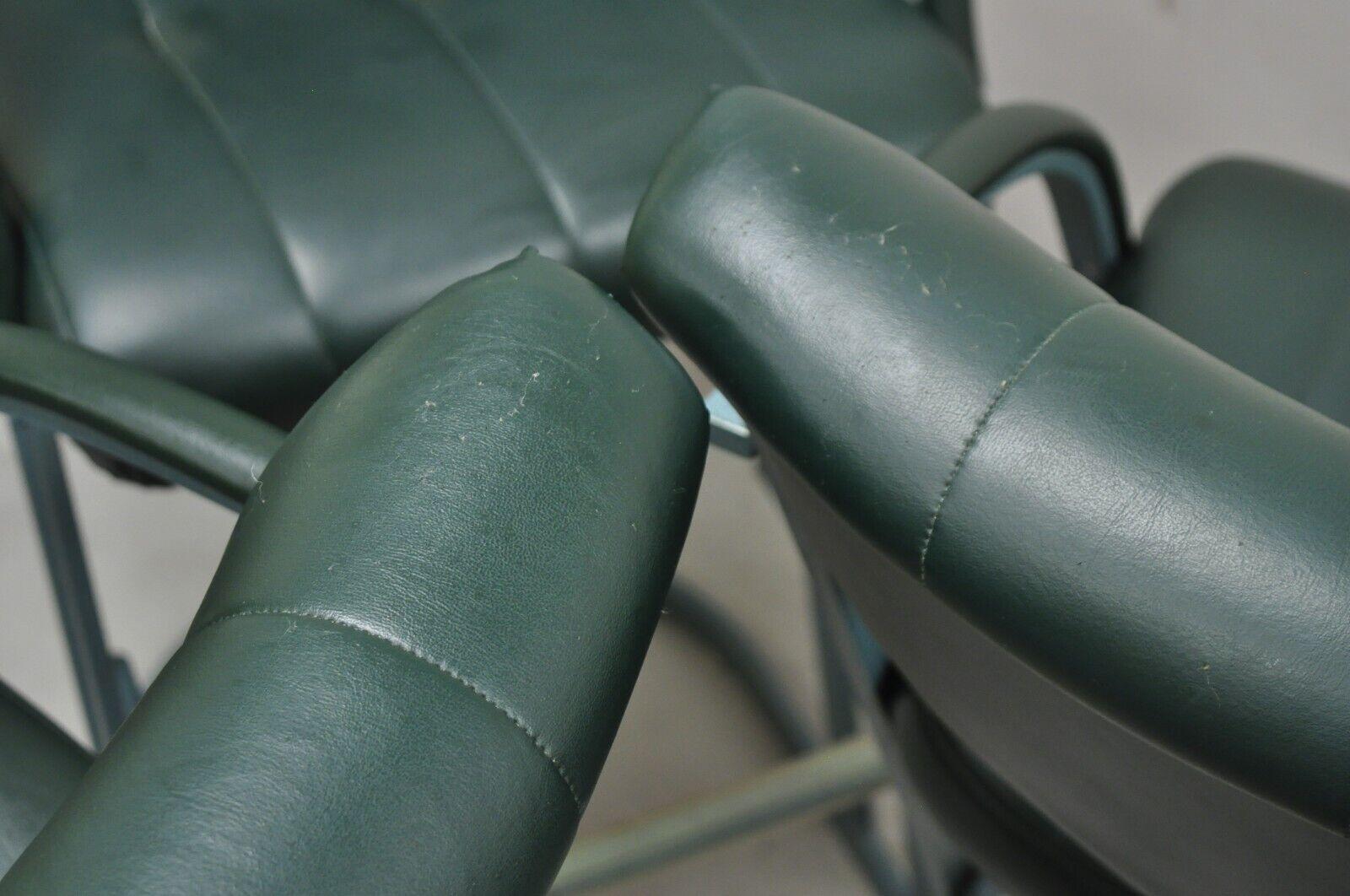 Vintage Contemporary Modern Green Metal Sculptural Space Age Bar Stools - 4 Pcs For Sale 2