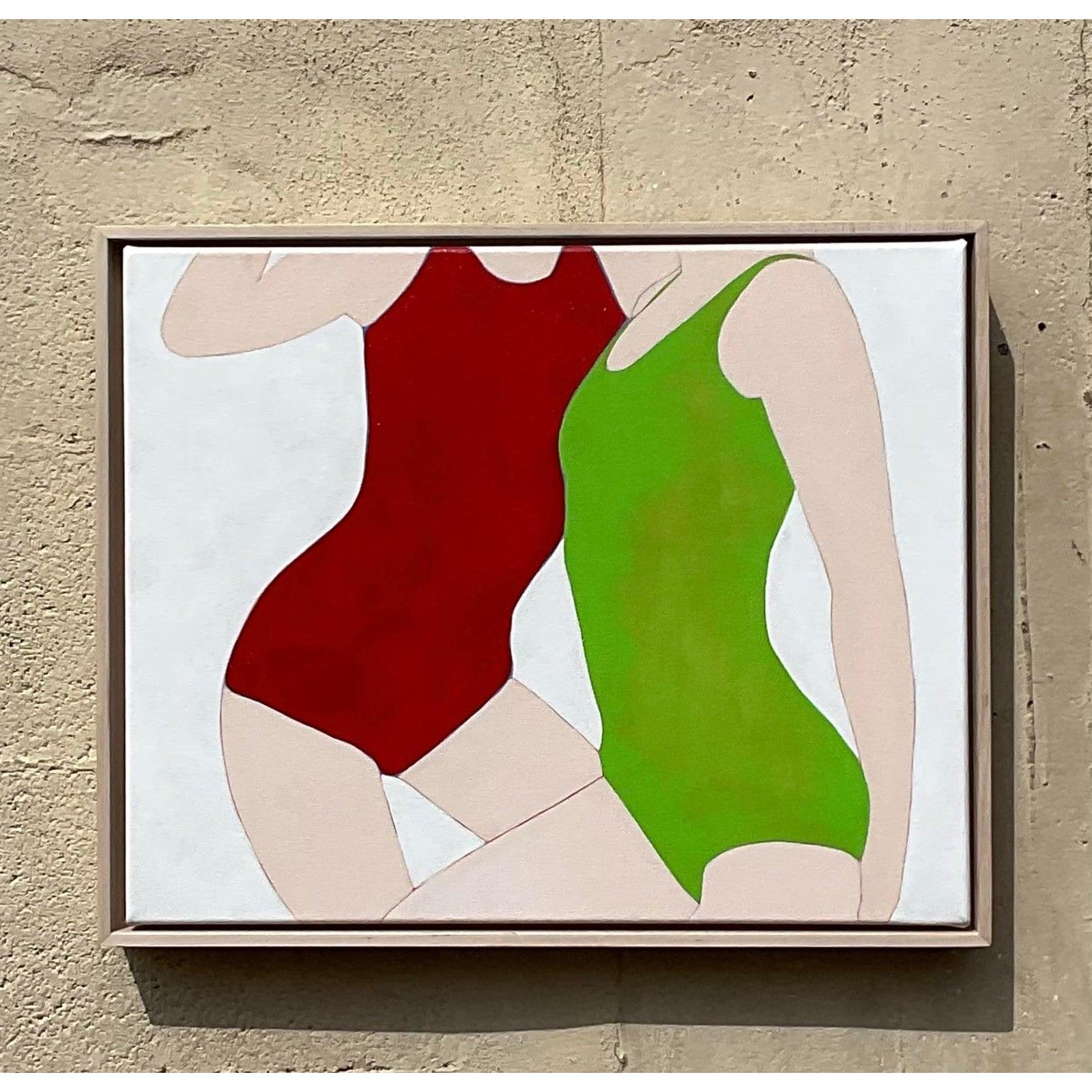 Vintage Contemporáneo Original Op Art Figurativo acrílico sobre lienzo Siglo XXI y contemporáneo en venta