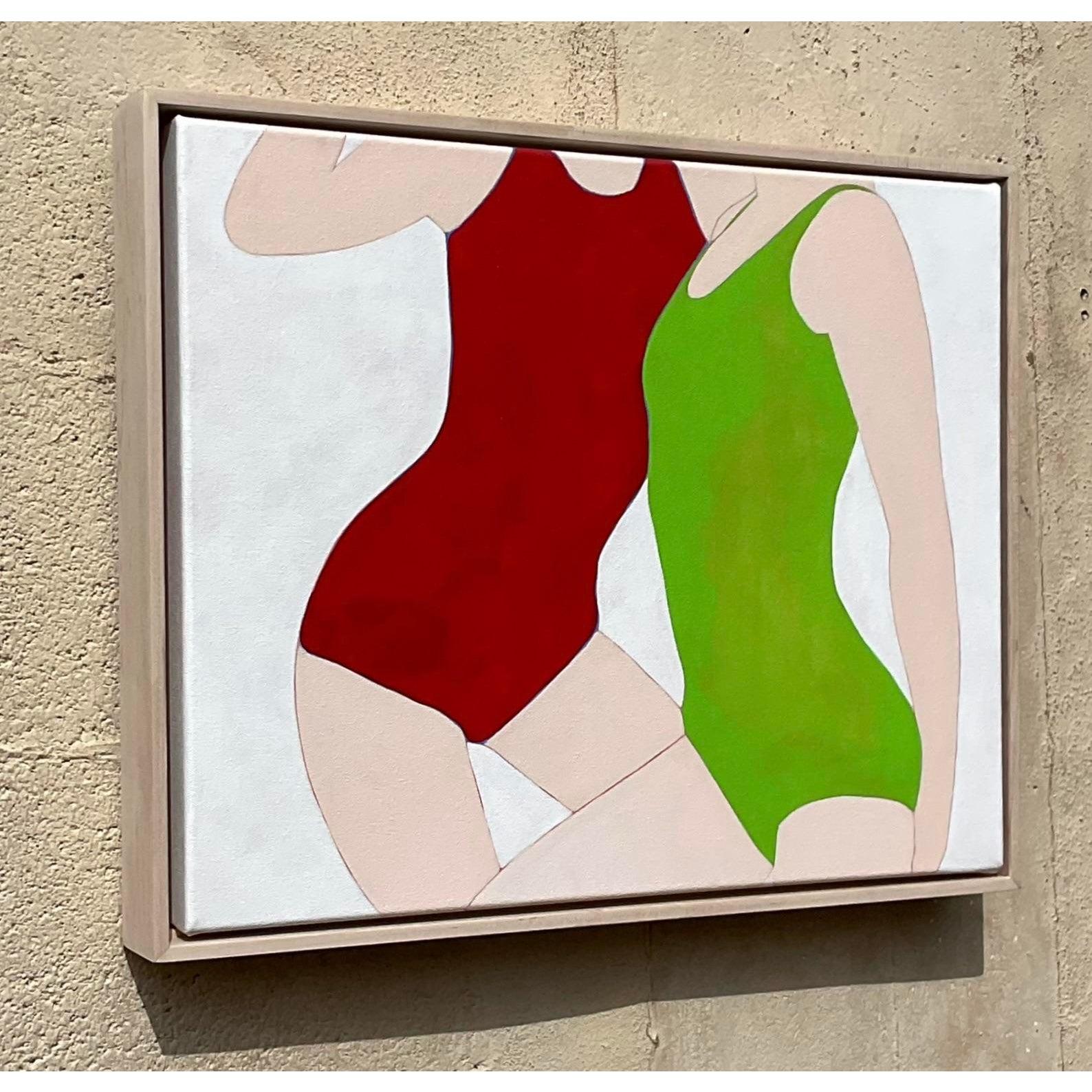 Vintage Contemporáneo Original Op Art Figurativo acrílico sobre lienzo en venta 2