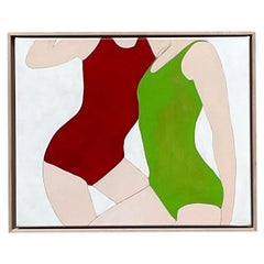 Vintage Contemporáneo Original Op Art Figurativo acrílico sobre lienzo