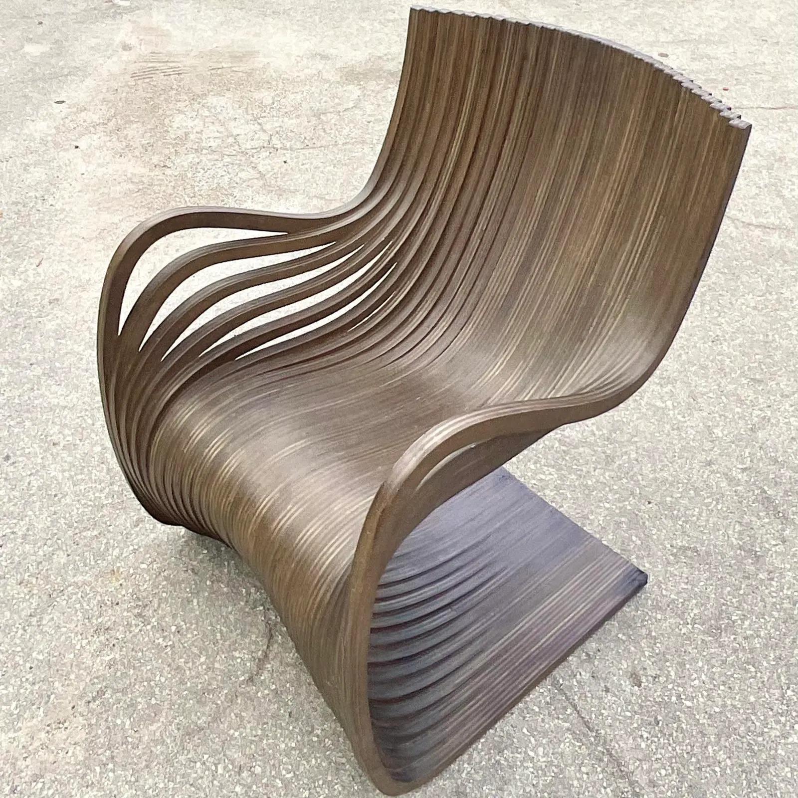 Vintage Contemporary Piegatto Pipo Wenge Wood Lounge Chair 2