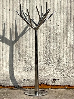 Vintage Contemporary Polished Chrome Tree Coat Rack