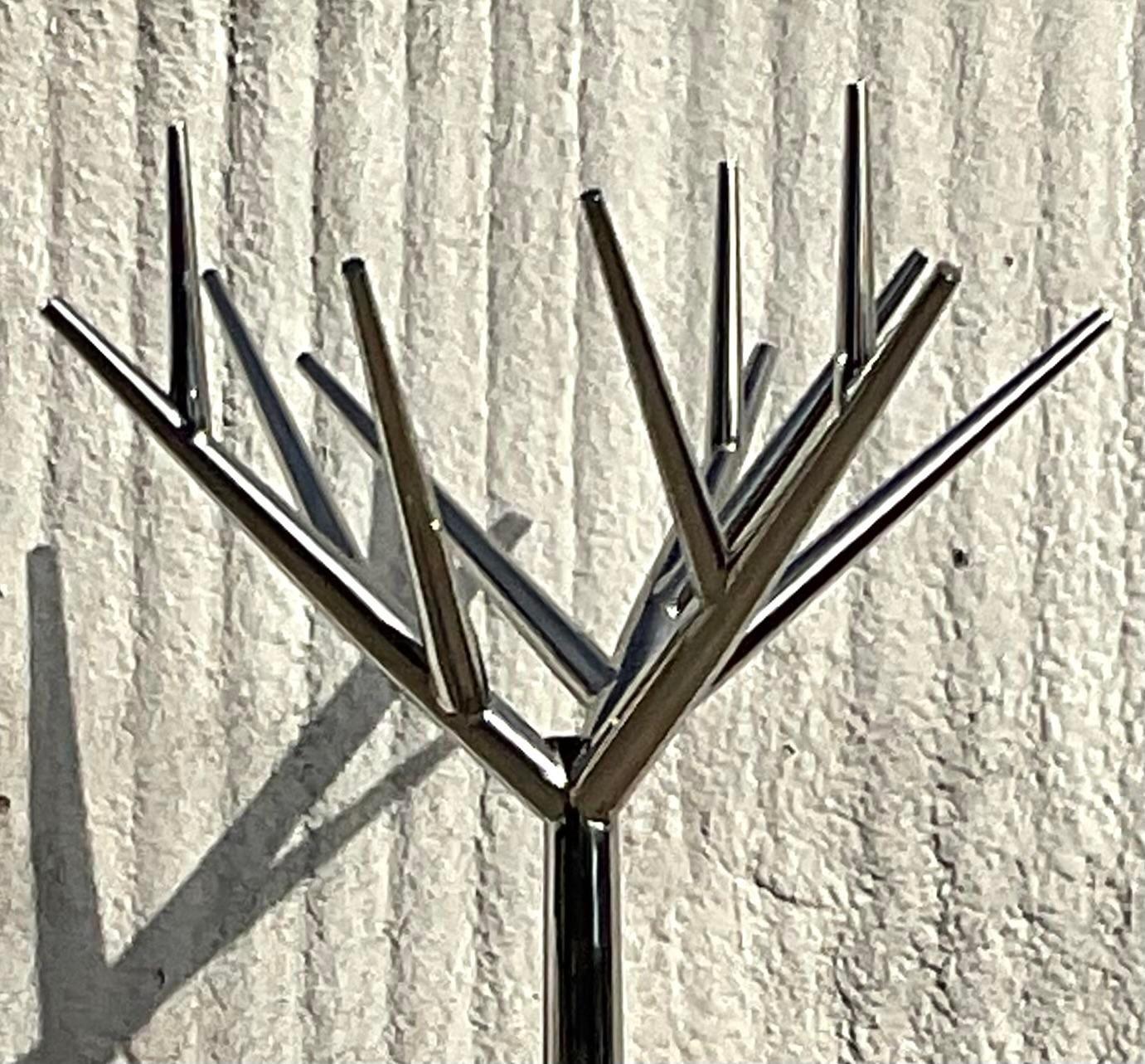 Vintage Contemporary Polished Chrome Tree Coat Rack For Sale 1