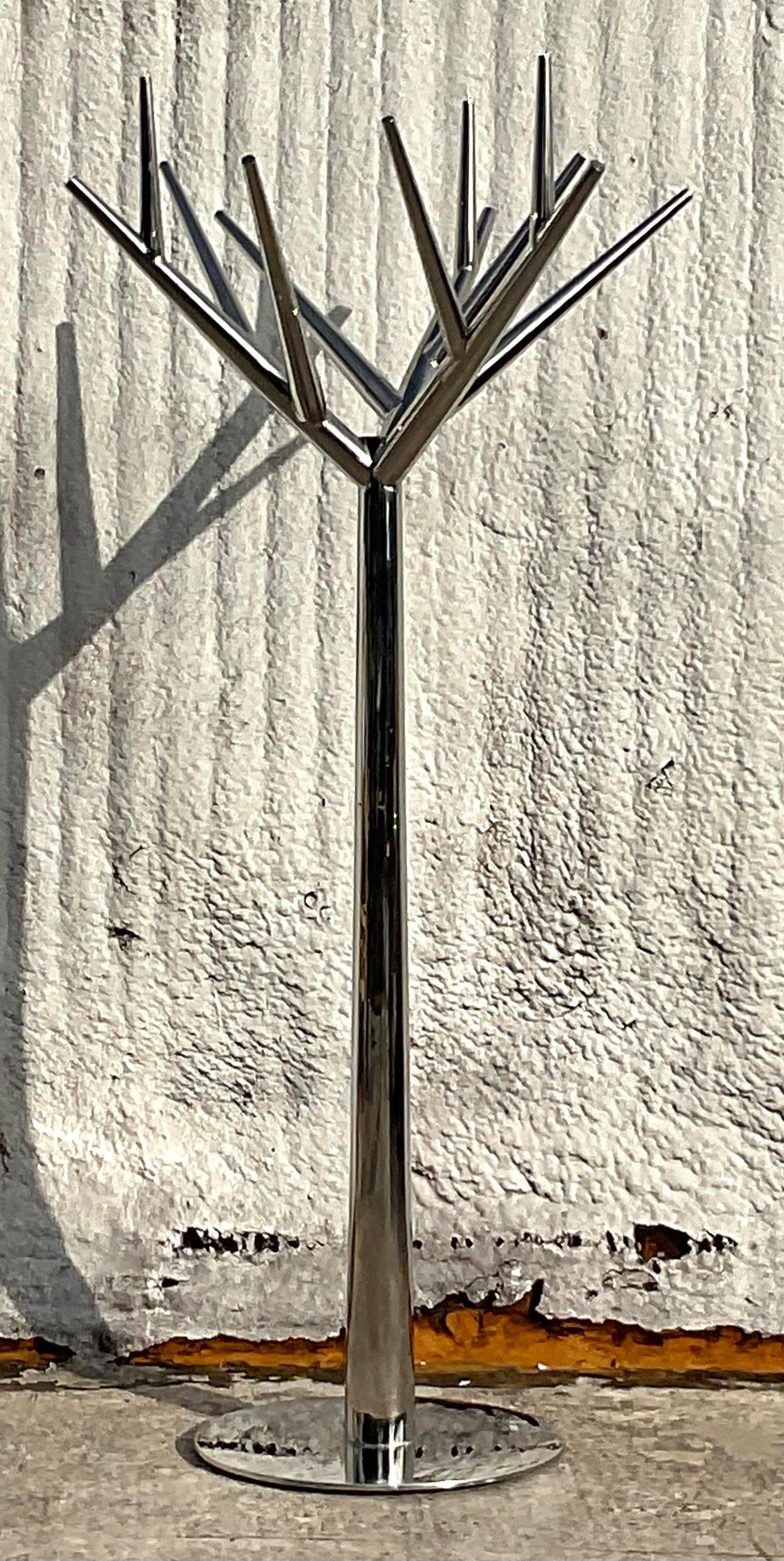 Vintage Contemporary Polished Chrome Tree Coat Rack For Sale 2