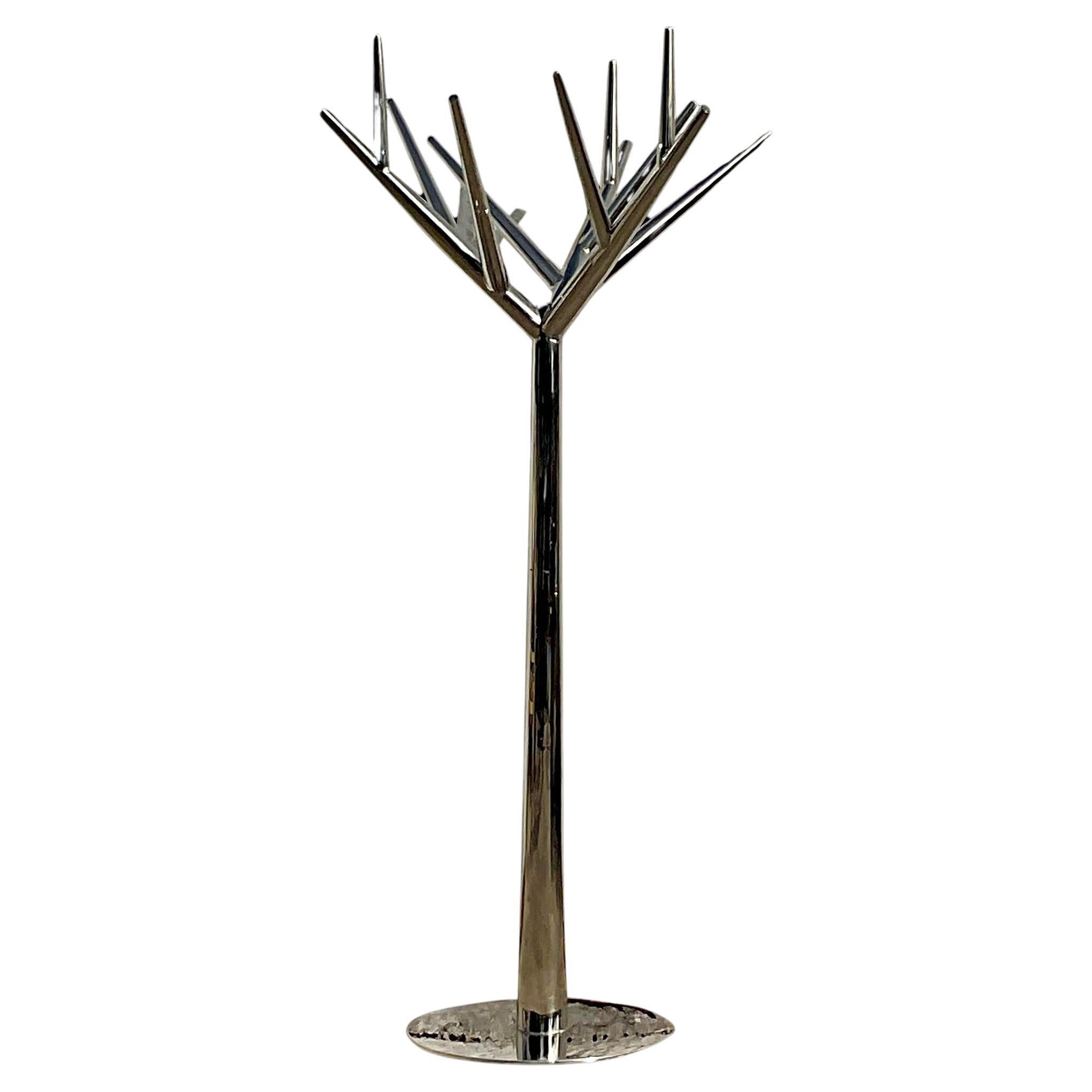 Vintage Contemporary Polished Chrome Tree Coat Rack For Sale