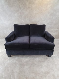 Vintage Contemporary Post Modern Black Velvet Loveseat