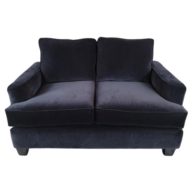 Vintage Contemporary Post Modern Black Velvet Loveseat