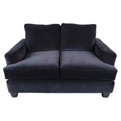 Vintage Contemporary Post Modern Black Velvet Loveseat