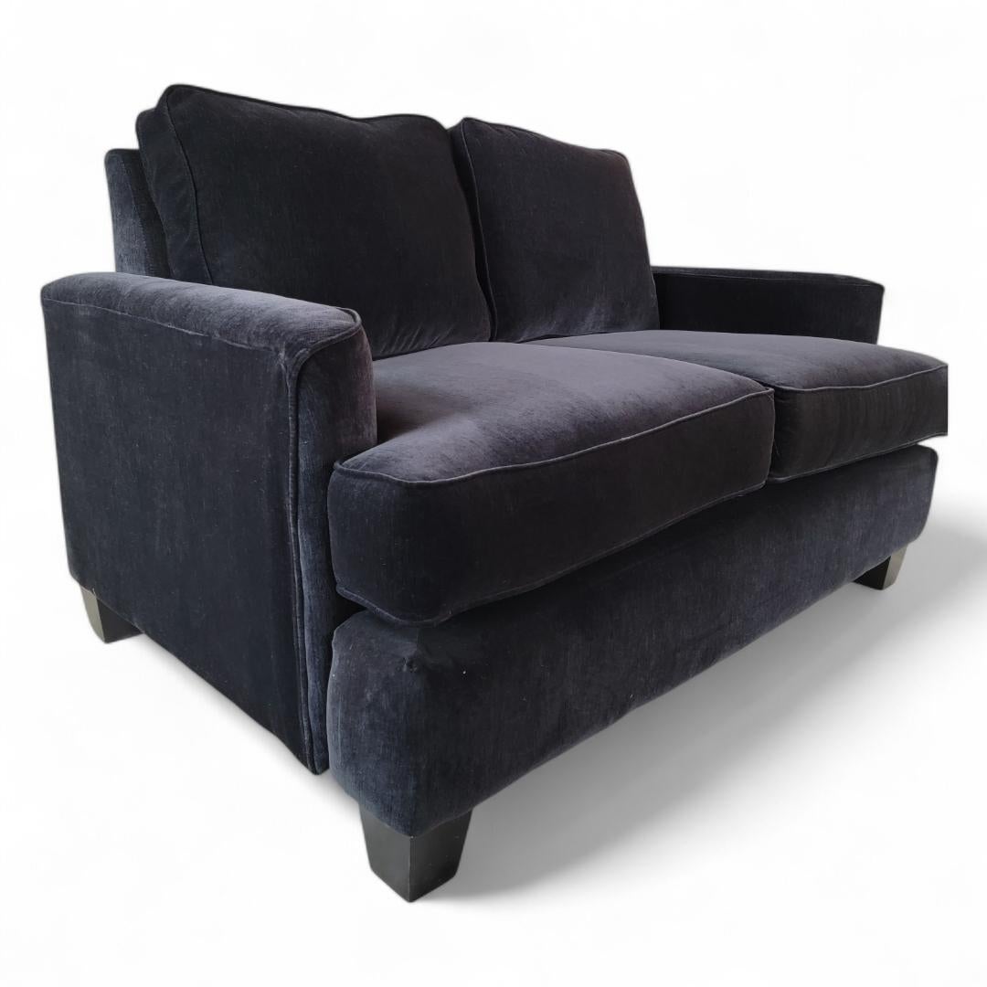 Unknown Vintage Contemporary Post Modern Black Velvet Sofa For Sale