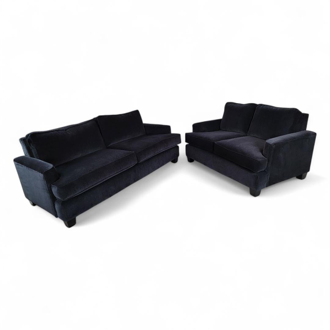 20th Century Vintage Contemporary Post Modern Black Velvet Sofa For Sale