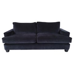 Vintage Contemporary Post Modern Black Velvet Sofa