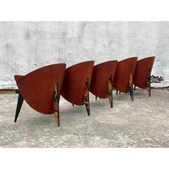 Vintage Contemporary Postmodern Painted Paddle Tub Chairs, Set of 5