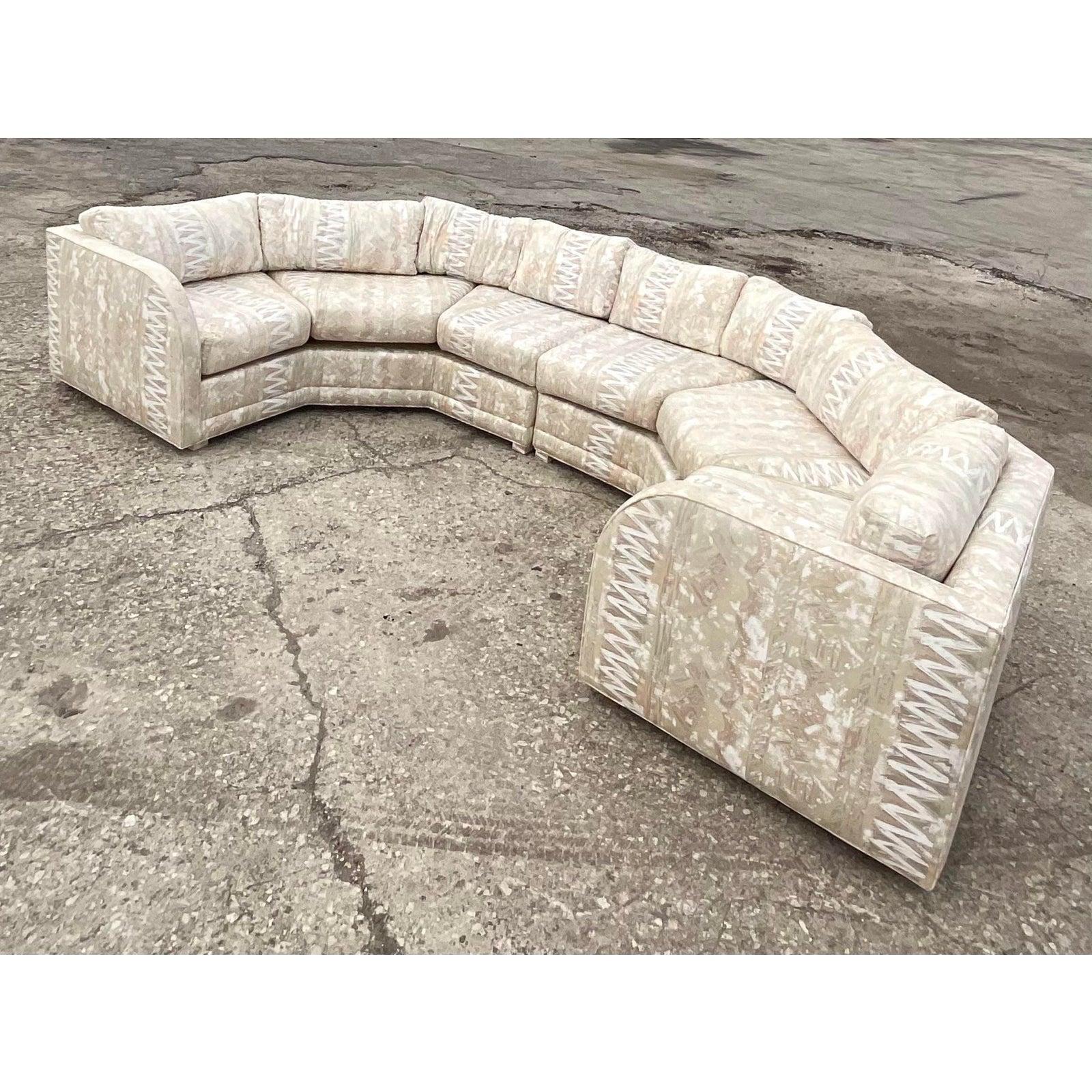 Vintage Contemporary Printed Sectional Sofa 5