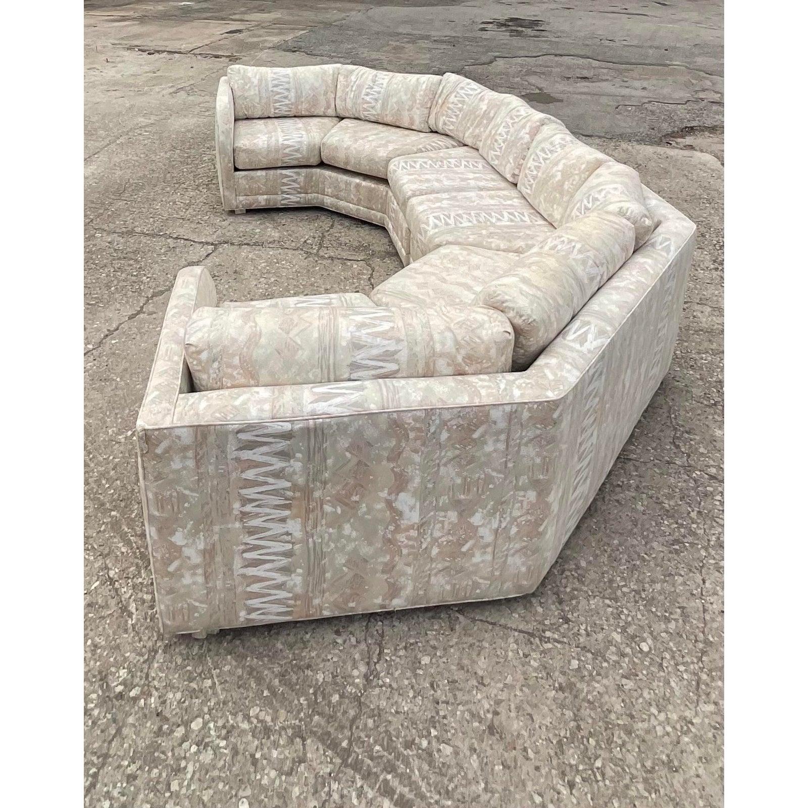 Vintage Contemporary Printed Sectional Sofa 2