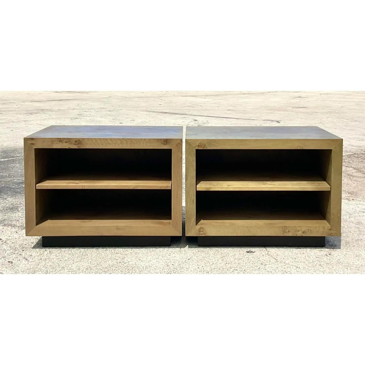 Vintage Contemporary Restoration Hardware Cerused Wood Nightstands - a Pair 2