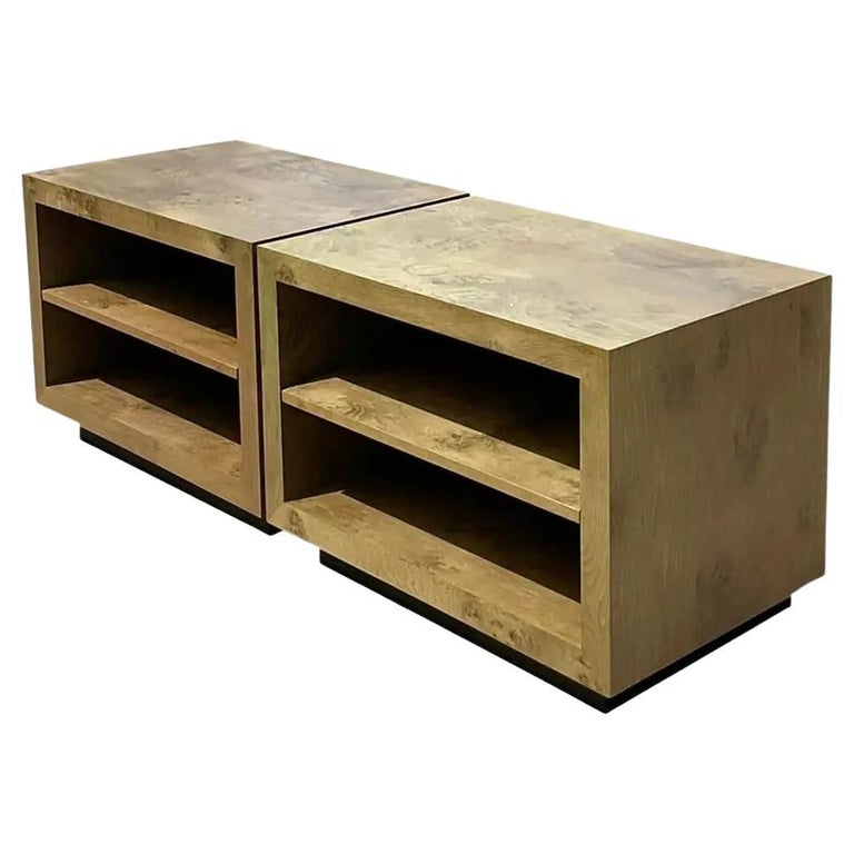 Vintage Contemporary Restoration Hardware Cerused Wood Nightstands, a