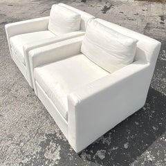 Vintage Contemporary Restoration Hardware Club Chairs - ein Paar
