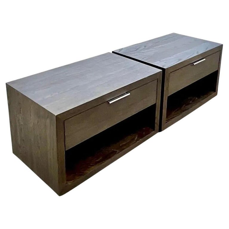 Vintage Contemporary Restoration Hardware Ebony Nightstands, a Pair For